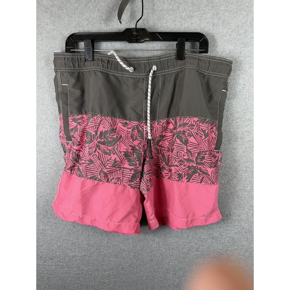 Aeropostale‎ Shorts Mens Medium Pink Gray Tropical Floral Swim Trunks Drawstring